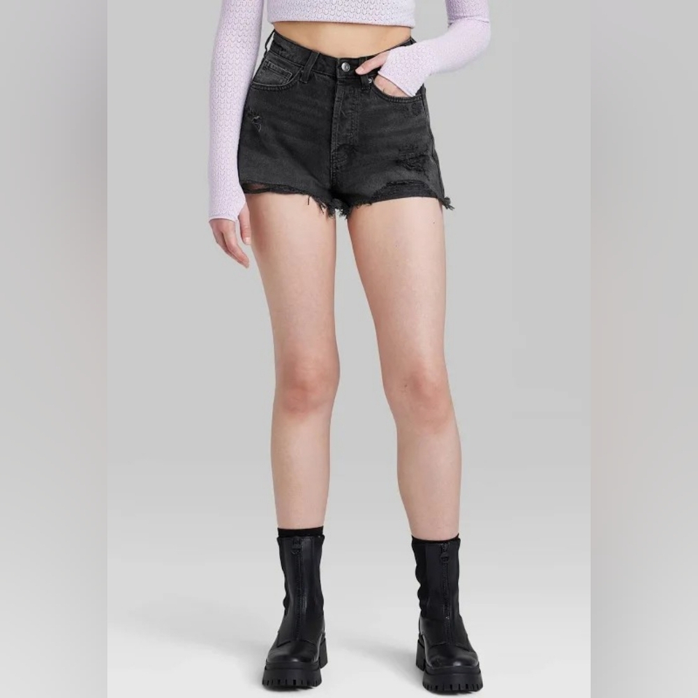 🔥3/$15🔥 Black Denim Cutoff Shorts Wild Fable - Distressed High Waisted